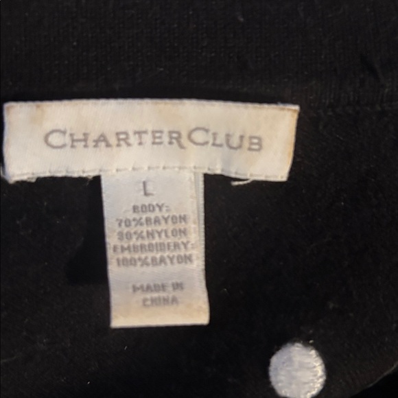 Charter Club Black and White Polka Dot Cardigan - Picture 3 of 3